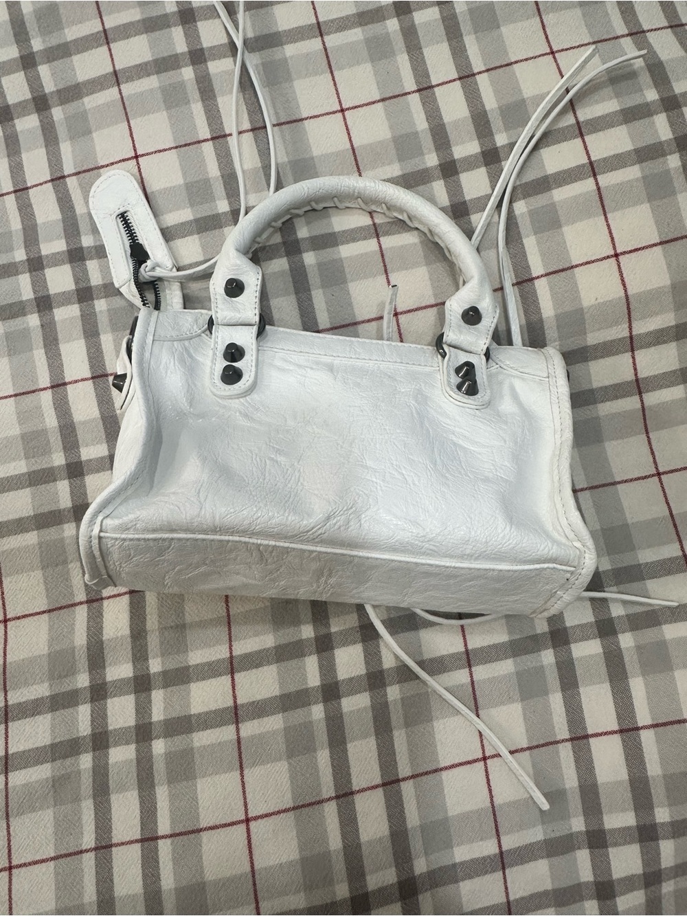 White Leather Top-Handle Mini Bag - Picture 4 of 16
